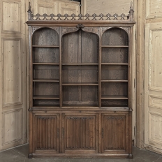 19th Century Grand French Gothic Open Bookcase ~ Bibliotheque