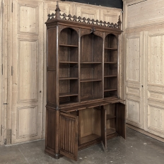19th Century Grand French Gothic Open Bookcase ~ Bibliotheque