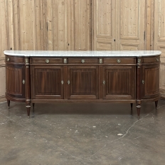 Grand French Louis XVI Mahogany Round-Sided Buffet with Carrara Marble