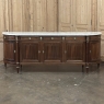 Grand French Louis XVI Mahogany Round-Sided Buffet with Carrara Marble