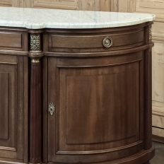 Grand French Louis XVI Mahogany Round-Sided Buffet with Carrara Marble