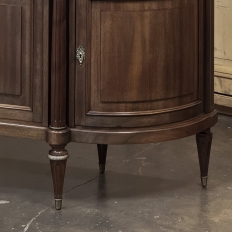 Grand French Louis XVI Mahogany Round-Sided Buffet with Carrara Marble