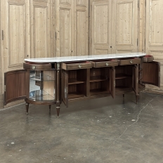 Grand French Louis XVI Mahogany Round-Sided Buffet with Carrara Marble