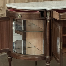 Grand French Louis XVI Mahogany Round-Sided Buffet with Carrara Marble
