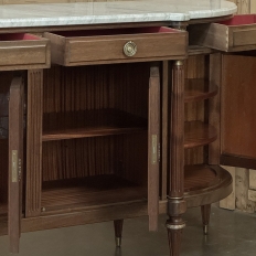 Grand French Louis XVI Mahogany Round-Sided Buffet with Carrara Marble