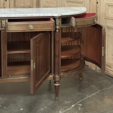 Grand French Louis XVI Mahogany Round-Sided Buffet with Carrara Marble