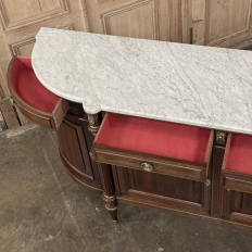 Grand French Louis XVI Mahogany Round-Sided Buffet with Carrara Marble