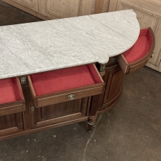 Grand French Louis XVI Mahogany Round-Sided Buffet with Carrara Marble