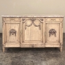 Antique French Louis XVI Marble Top Step-Front Buffet in Stripped Oak