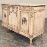Antique French Louis XVI Marble Top Step-Front Buffet in Stripped Oak