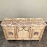 Antique French Louis XVI Marble Top Step-Front Buffet in Stripped Oak
