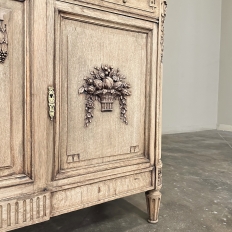 Antique French Louis XVI Marble Top Step-Front Buffet in Stripped Oak