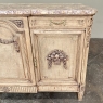 Antique French Louis XVI Marble Top Step-Front Buffet in Stripped Oak