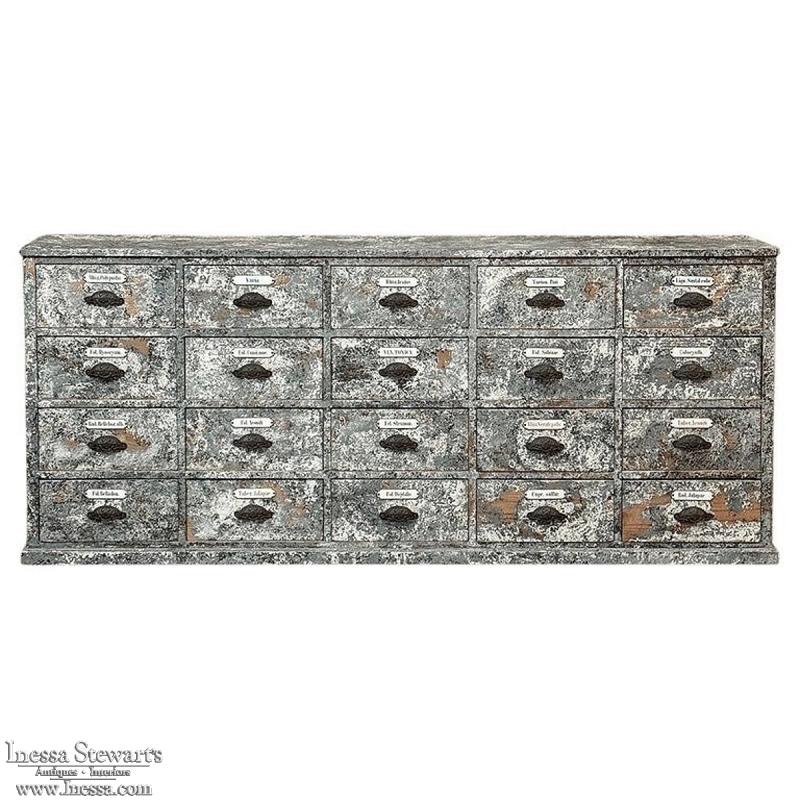 Antique Apothecary Cabinet ~ Credenza in Distressed Painted Pine