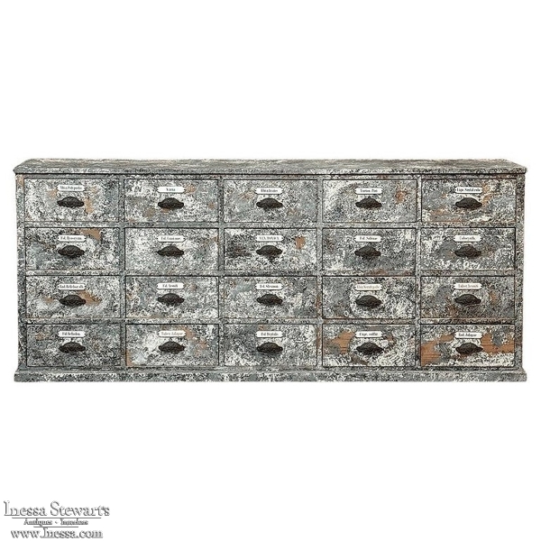 Antique Apothecary Cabinet ~ Credenza in Distressed Painted Pine