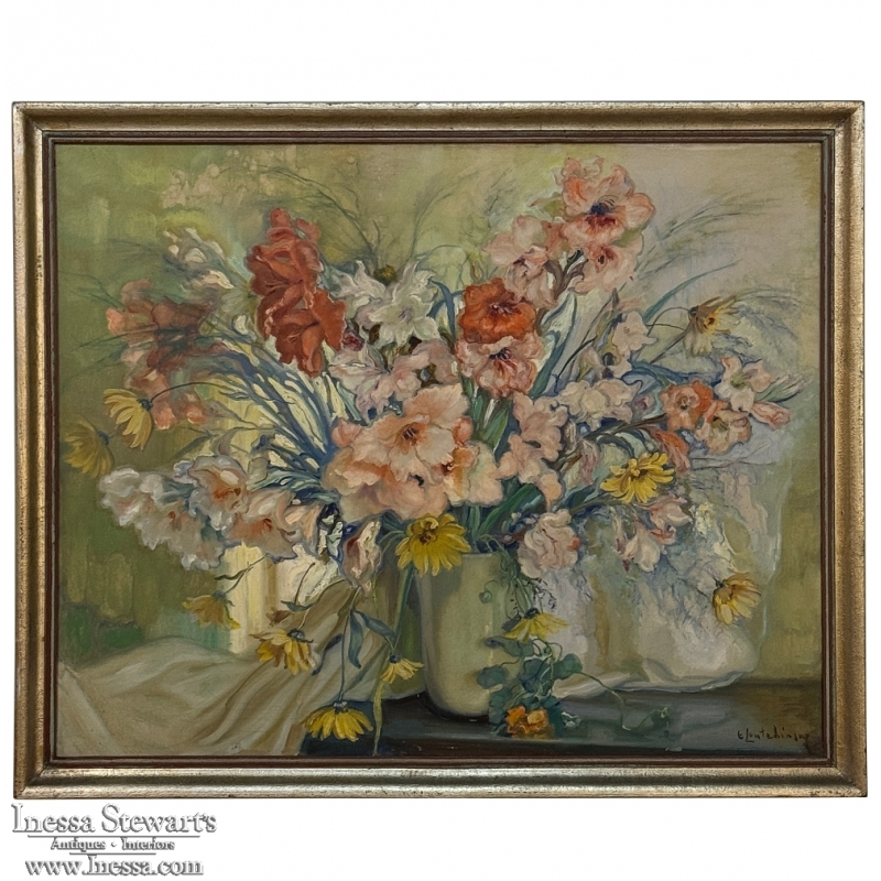 Antique Framed Oil Painting on Canvas by Euphrasia Loutchinsky (1887-1974)