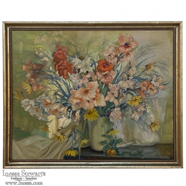 Antique Framed Oil Painting on Canvas by Euphrasia Loutchinsky (1887-1974)