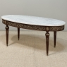 Antique French Louis XVI Mahogany Oval Coffee Table with Carrara Marble