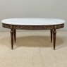 Antique French Louis XVI Mahogany Oval Coffee Table with Carrara Marble