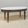 Antique French Louis XVI Mahogany Oval Coffee Table with Carrara Marble
