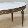 Antique French Louis XVI Mahogany Oval Coffee Table with Carrara Marble