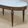 Antique French Louis XVI Mahogany Oval Coffee Table with Carrara Marble