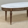 Antique French Louis XVI Mahogany Oval Coffee Table with Carrara Marble