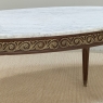Antique French Louis XVI Mahogany Oval Coffee Table with Carrara Marble