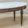 Antique French Louis XVI Mahogany Oval Coffee Table with Carrara Marble