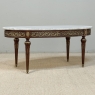 Antique French Louis XVI Mahogany Oval Coffee Table with Carrara Marble