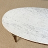 Antique French Louis XVI Mahogany Oval Coffee Table with Carrara Marble