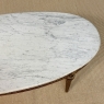 Antique French Louis XVI Mahogany Oval Coffee Table with Carrara Marble