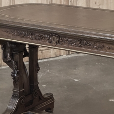 19th Century French Renaissance Sculptural Leather Top Writing Table ~ Desk