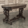 19th Century French Renaissance Sculptural Leather Top Writing Table ~ Desk