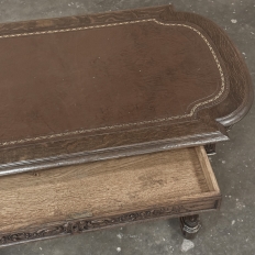 19th Century French Renaissance Sculptural Leather Top Writing Table ~ Desk
