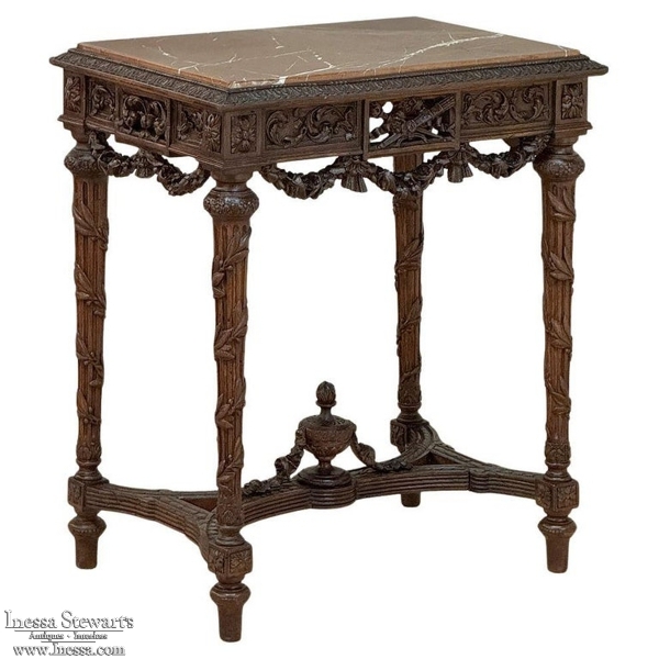 18th Century French Louis XVI Period Marble Top End Table