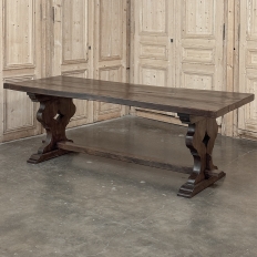 Antique Rustic Italian Style Trestle Farm Table