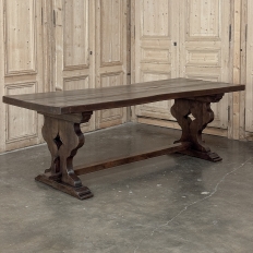 Antique Rustic Italian Style Trestle Farm Table