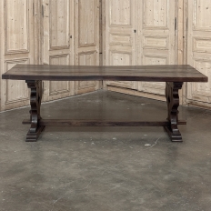 Antique Rustic Italian Style Trestle Farm Table