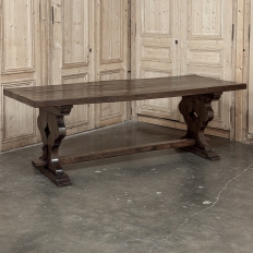 Antique Rustic Italian Style Trestle Farm Table