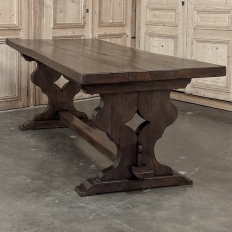 Antique Rustic Italian Style Trestle Farm Table