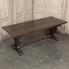 Antique Rustic Italian Style Trestle Farm Table