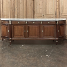 Grand French Louis XVI Mahogany Round-Sided Buffet with Carrara Marble