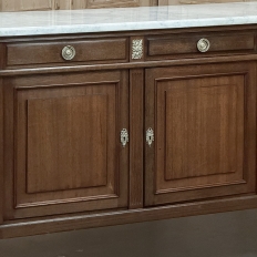 Grand French Louis XVI Mahogany Round-Sided Buffet with Carrara Marble