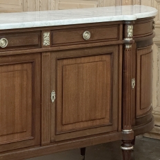 Grand French Louis XVI Mahogany Round-Sided Buffet with Carrara Marble