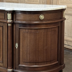 Grand French Louis XVI Mahogany Round-Sided Buffet with Carrara Marble
