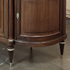 Grand French Louis XVI Mahogany Round-Sided Buffet with Carrara Marble