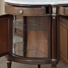 Grand French Louis XVI Mahogany Round-Sided Buffet with Carrara Marble