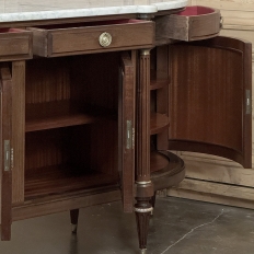 Grand French Louis XVI Mahogany Round-Sided Buffet with Carrara Marble