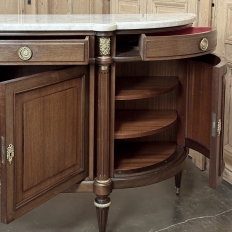 Grand French Louis XVI Mahogany Round-Sided Buffet with Carrara Marble